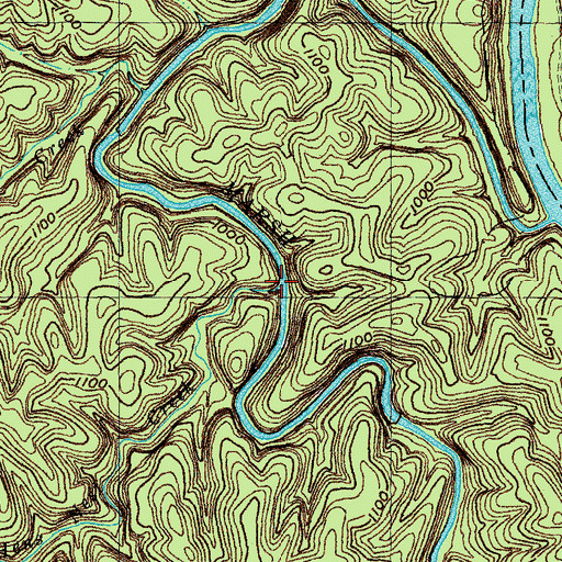 Topographic Map of Hens Nest Creek, KY