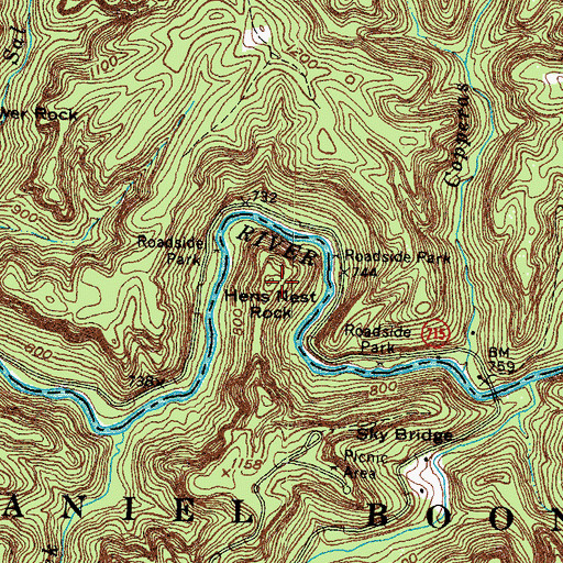 Topographic Map of Hens Nest Rock, KY