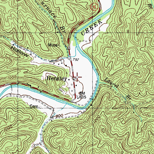 Topographic Map of Hensley, KY