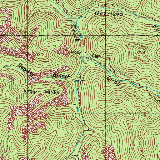 Topographic Map of Hensley Branch, KY