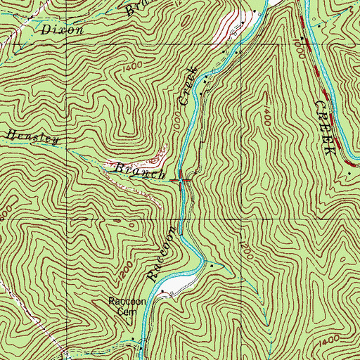 Topographic Map of Hensley Branch, KY