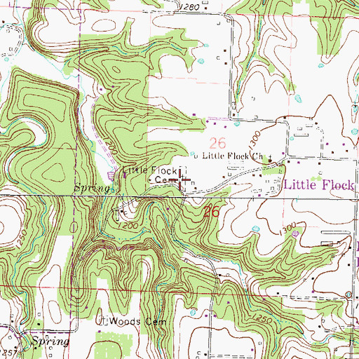 Topographic Map of Little Flock Cemetery, AR