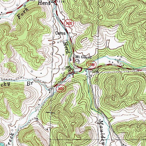 Topographic Map of Herd Fork, KY