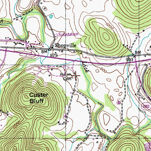Topographic Map of Heron Cemetery, KY