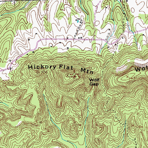 Topographic Map of Hickory Flat Mountain, KY