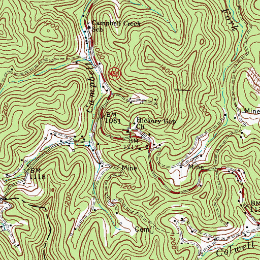 Topographic Map of Hickory Gap Church, KY