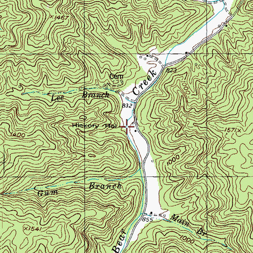 Topographic Map of Hickory Hollow, KY