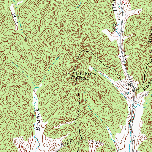 Topographic Map of Hickory Knob, KY