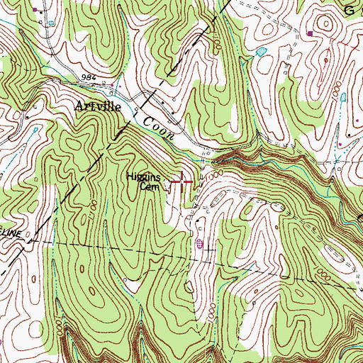 Topographic Map of Higgins Cemetery, KY