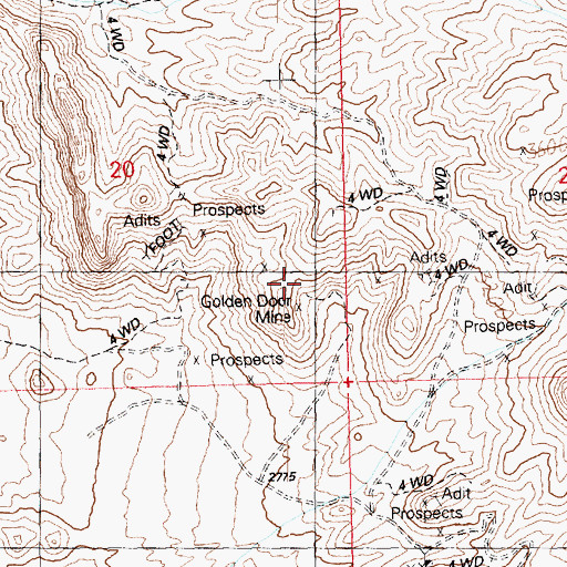 Topographic Map of Golden Door Mine, AZ
