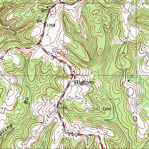 Topographic Map of Hightop, KY