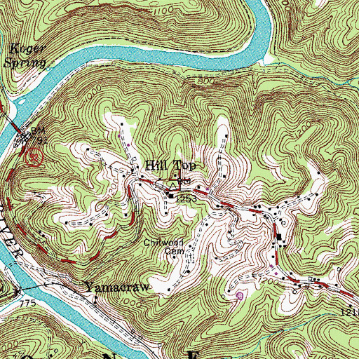 Topographic Map of Hill Top, KY