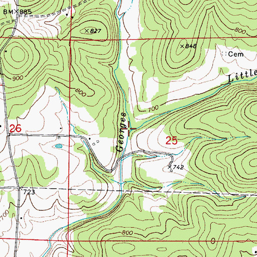 Topographic Map of Little Georges Creek, AR