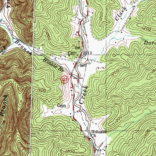 Topographic Map of Hinkle Branch, KY