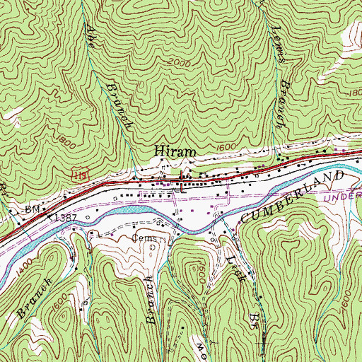 Topographic Map of Hiram, KY