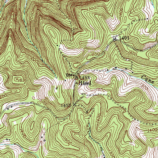 Topographic Map of Hisel, KY