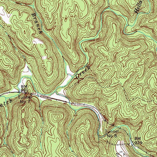 Topographic Map of Hog Branch, KY