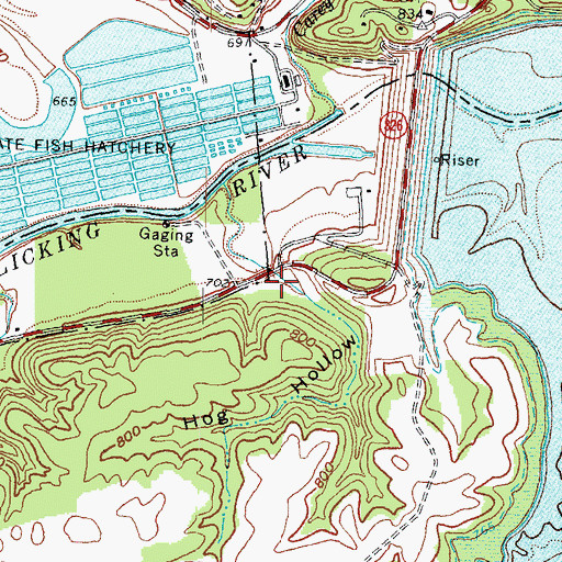 Topographic Map of Hog Hollow, KY