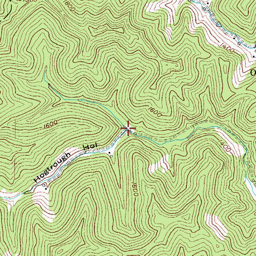 Topographic Map of Hogtrough Hollow, KY