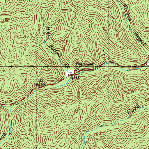 Topographic Map of Holly Bottom Branch, KY
