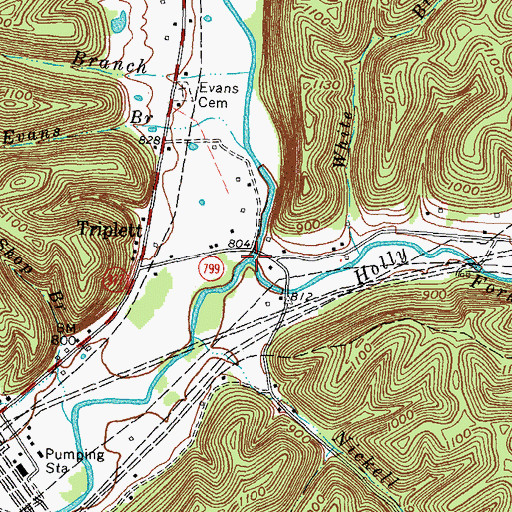 Topographic Map of Holly Fork, KY
