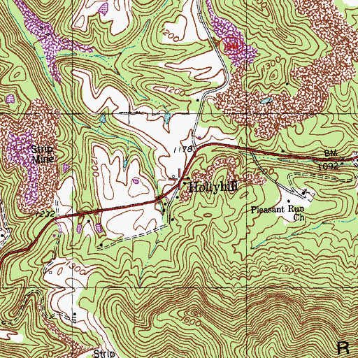 Topographic Map of Hollyhill, KY