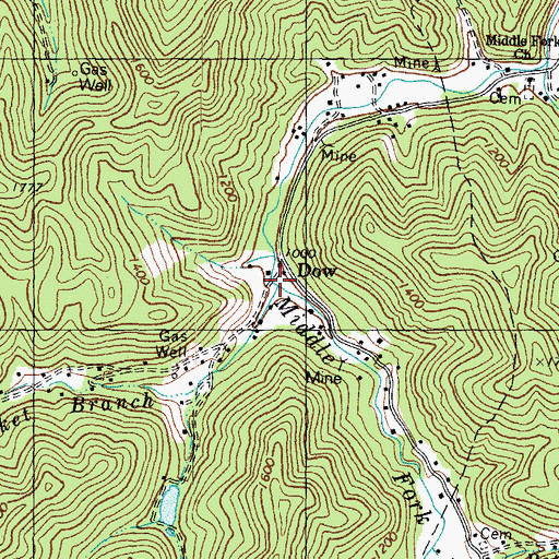 Topographic Map of Hollythicket Branch, KY