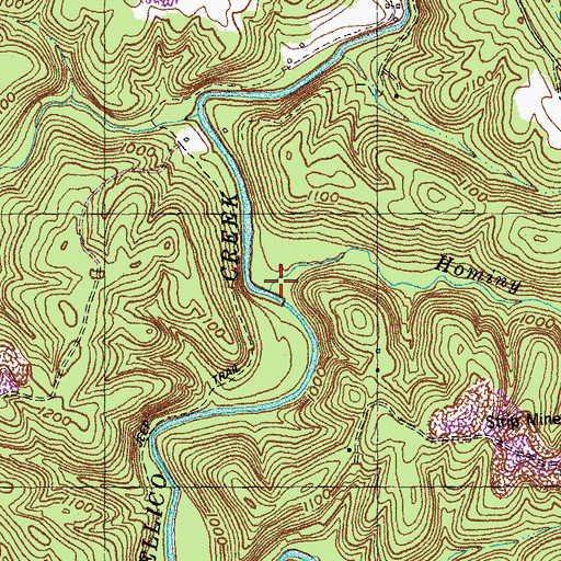 Topographic Map of Hominy Creek, KY