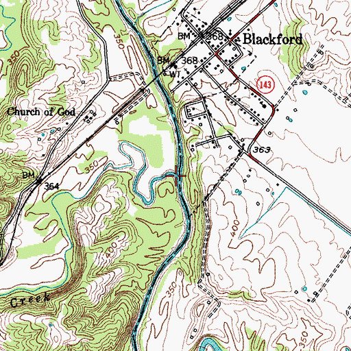 Topographic Map of Hoods Creek, KY