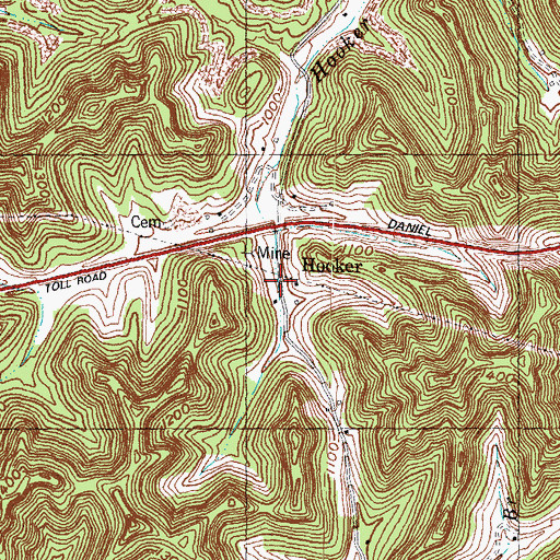 Topographic Map of Hooker, KY