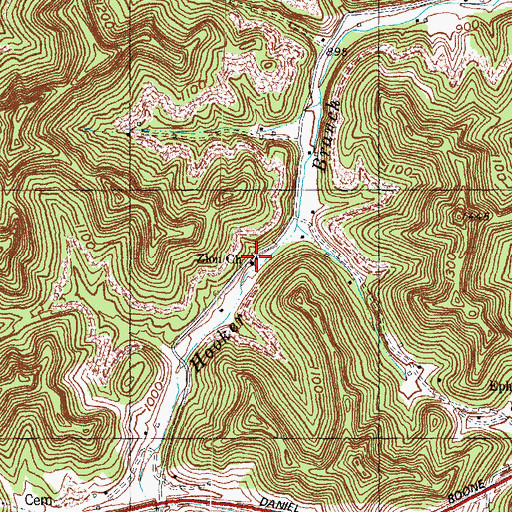 Topographic Map of Hooker School, KY