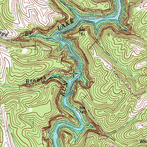Topographic Map of Hookpole Branch, KY
