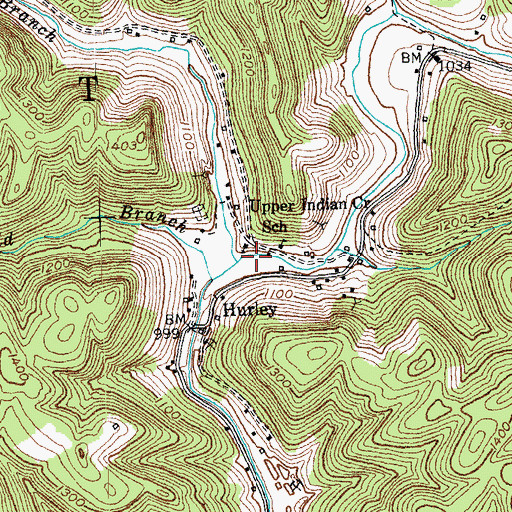 Topographic Map of Hooten Branch, KY