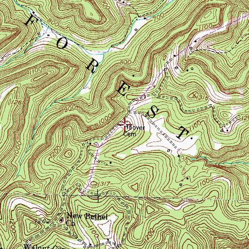 Topographic Map of Hoover Cemetery, KY