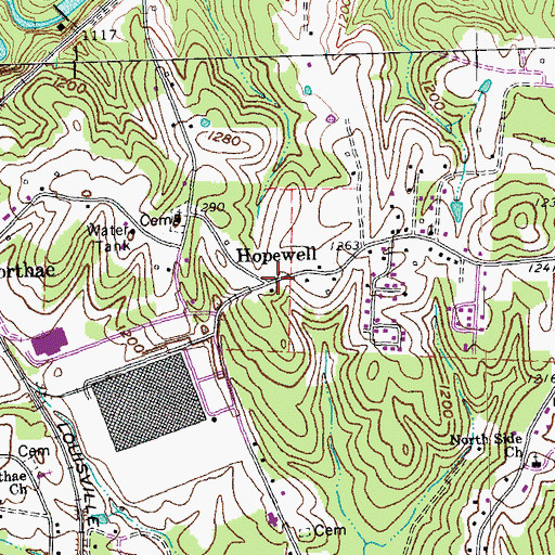 Topographic Map of Hopewell, KY