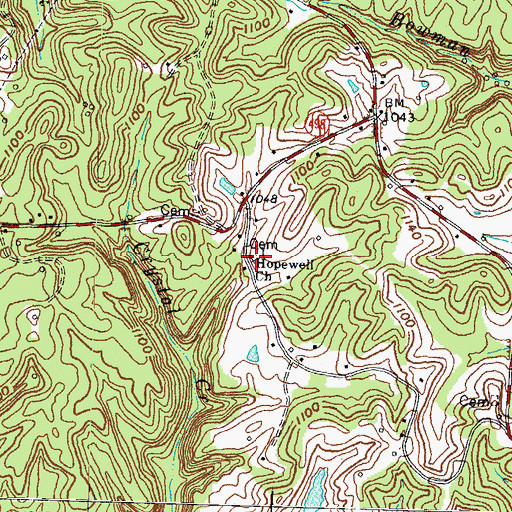 Topographic Map of Hopewell Church, KY