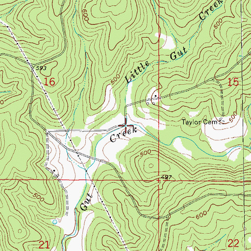 Topographic Map of Little Gut Creek, AR