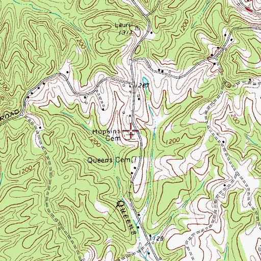 Topographic Map of Hopkins Cemetery, KY