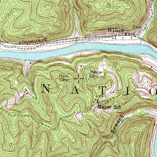 Topographic Map of Horn Cemetery, KY