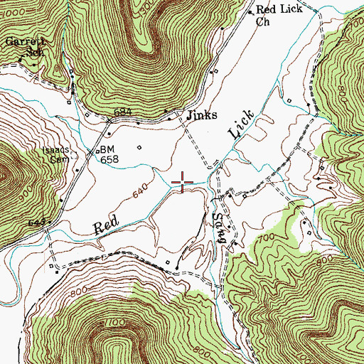 Topographic Map of Horns River, KY