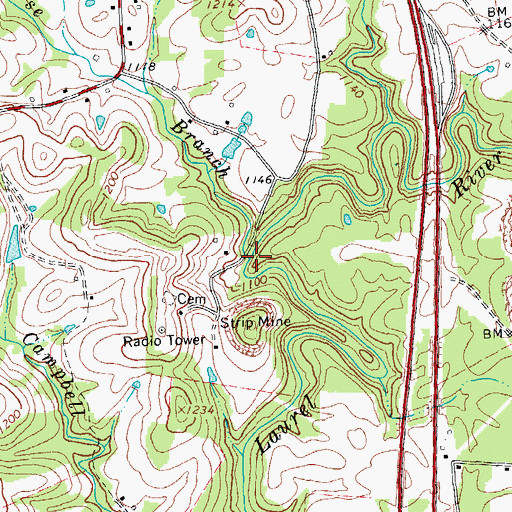 Topographic Map of Horse Branch, KY