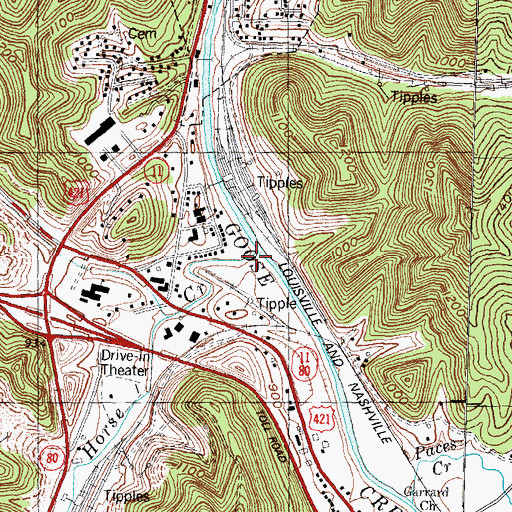 Topographic Map of Horse Creek, KY