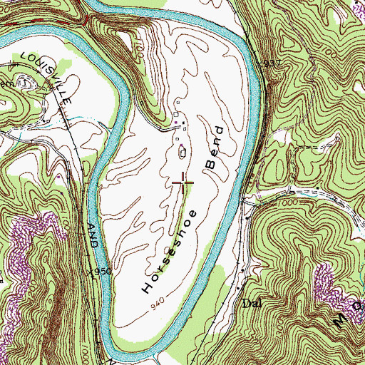 Topographic Map of Horseshoe Bend, KY