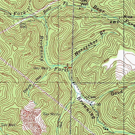 Topographic Map of Horseshoe Branch, KY