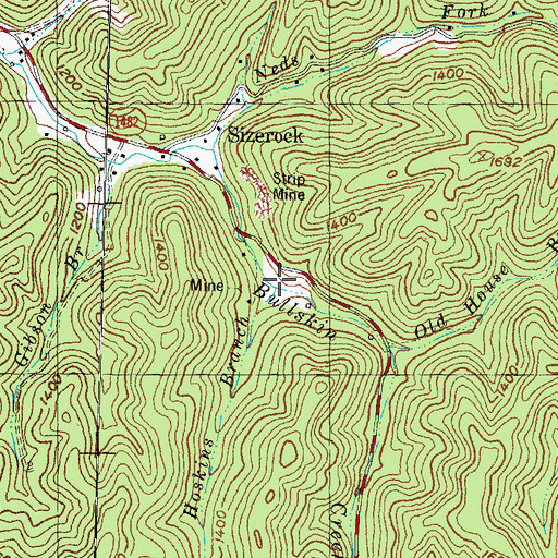 Topographic Map of Hoskins Branch, KY