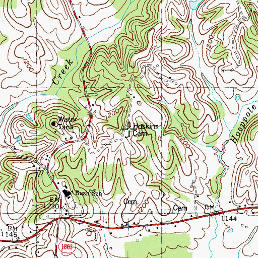Topographic Map of Hoskins Cemetery, KY