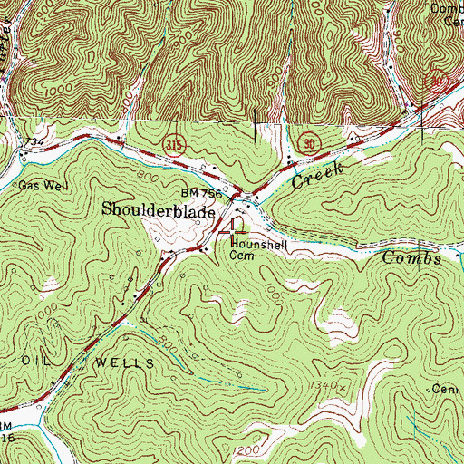 Topographic Map of Hounshell Cemetery, KY