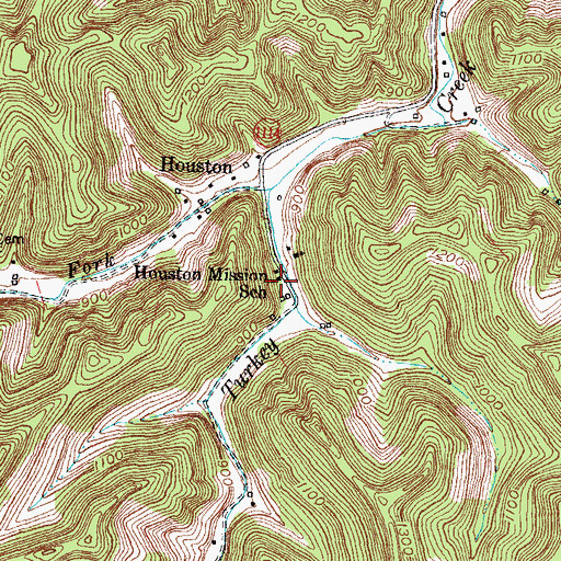 Topographic Map of Houston Mission School, KY