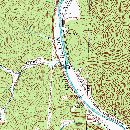 Topographic Map of Howards Creek, KY