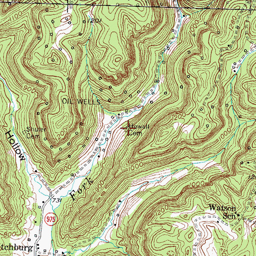 Topographic Map of Howell Cemetery, KY